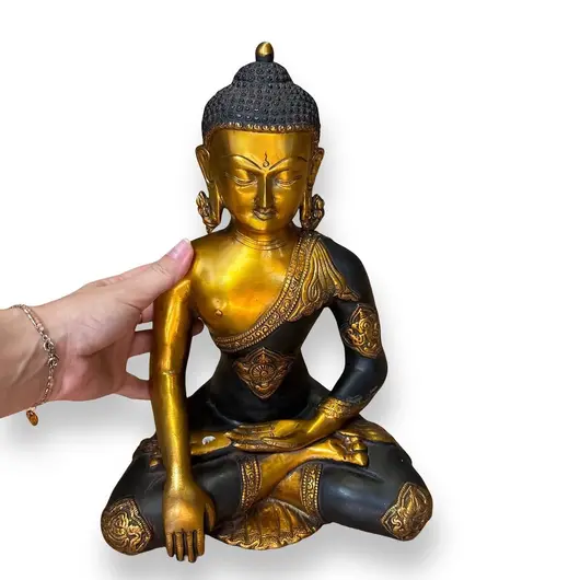 Statueta din bronz Buddha in Bhumisparsha Mudra, imagine 3