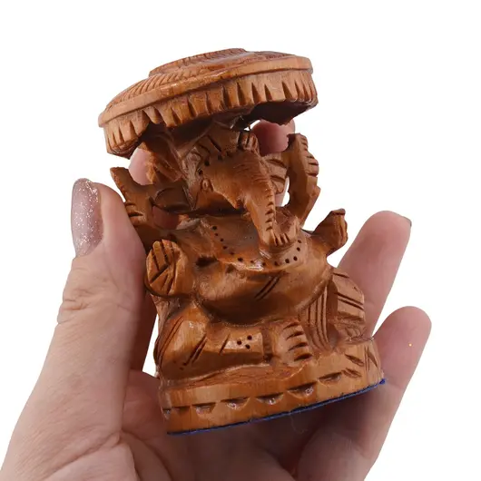 Statueta Feng Shui Ganesha din lemn, 8cm, imagine 3