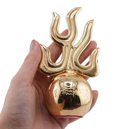 Statueta Feng Shui Minge de foc din metal auriu, 14cm, imagine 3