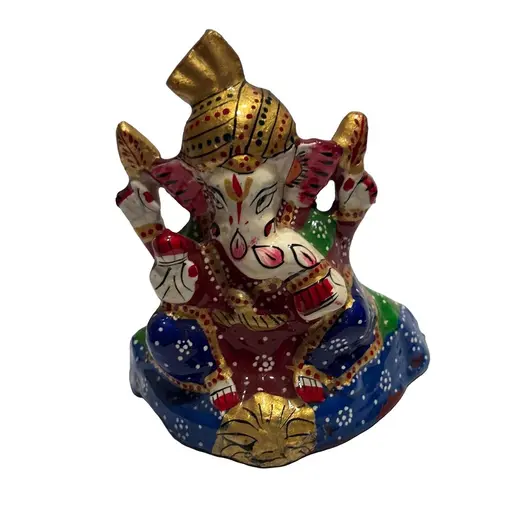 Statueta  Ganesha rosu cu albastru