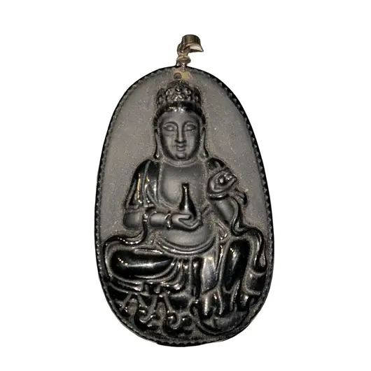 Pandantiv din obsidian Buddha in meditatie
