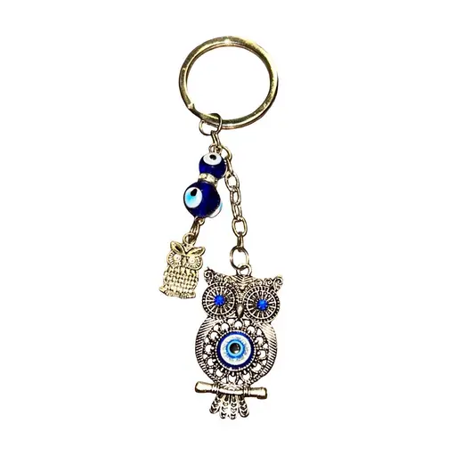 Breloc feng shui Bufnita cu charm si ochi protectori