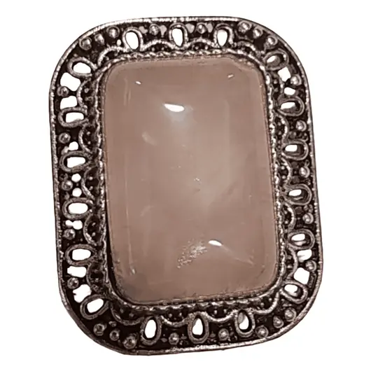Brosa dreptunghiulara cu Cuart roz, 40x30mm