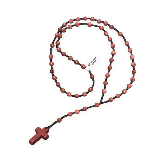 Colier rozariu Goldstone maro sfere 6mm