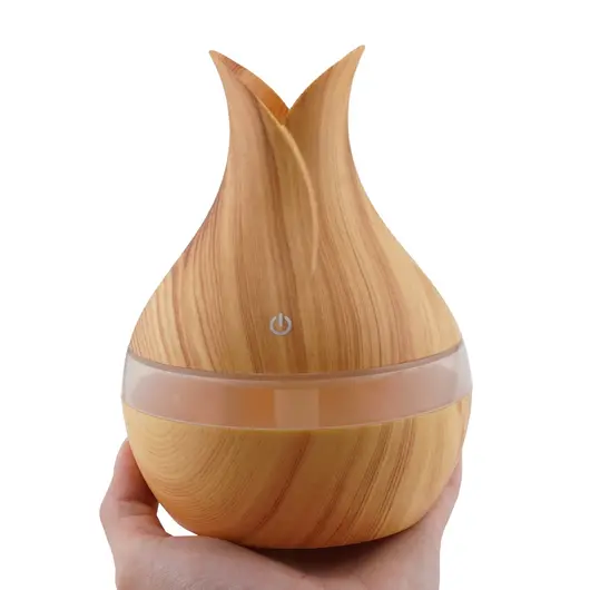 Difuzor Mini USB Humidifer, 300 ml, functie de umidificator, aroma difuzor, LED 7 culori, maro deschis, imagine 3
