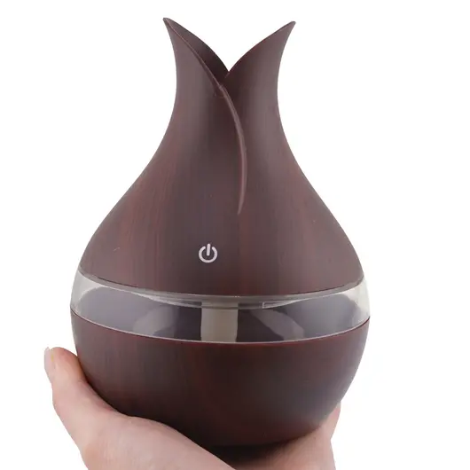 Difuzor Mini USB Humidifer, 300 ml, functie de umidificator, aroma difuzor, LED 7 culori, maro inchis, imagine 3