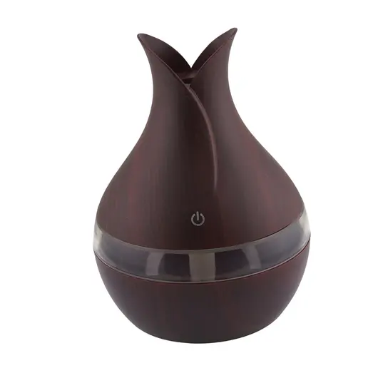 Difuzor Mini USB Humidifer, 300 ml, functie de umidificator, aroma difuzor, LED 7 culori, maro inchis