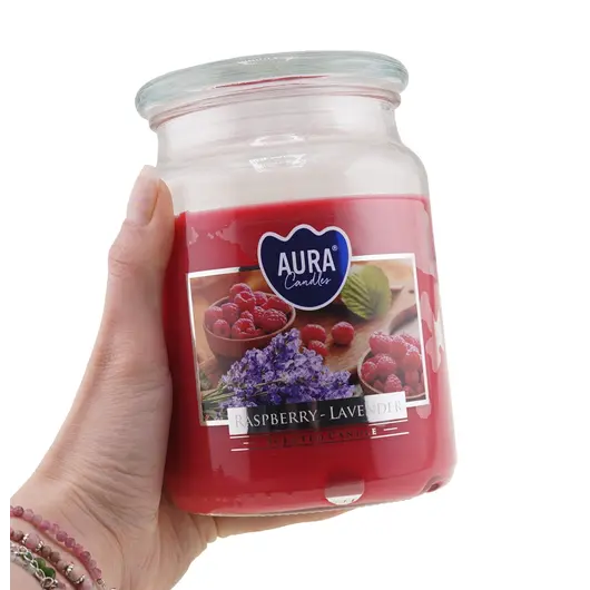 Lumanare parfumata Bispol borcan Premium line - Raspberry- lavender, imagine 3