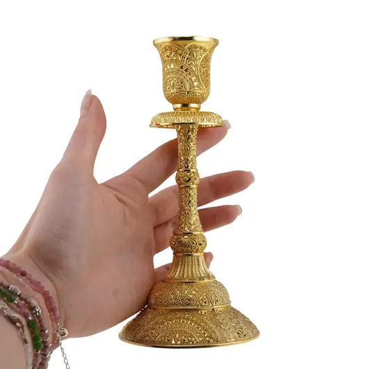 Sfesnic auriu gravat cu model bizantin, 17cm, imagine 3