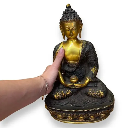 Statueta din bronz Buddha in meditatie, imagine 3
