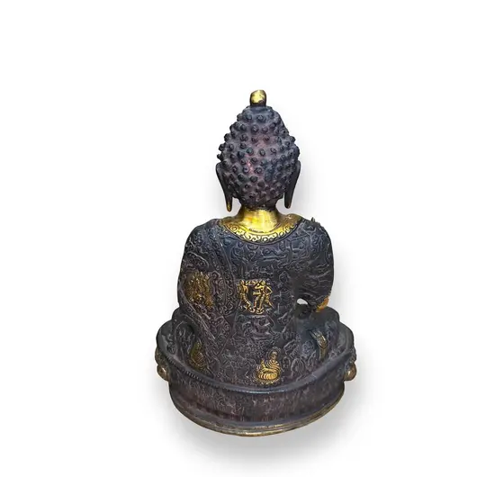 Statueta din bronz Buddha in postura yoga, imagine 2