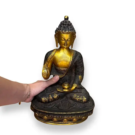 Statueta din bronz Buddha in postura yoga, imagine 3
