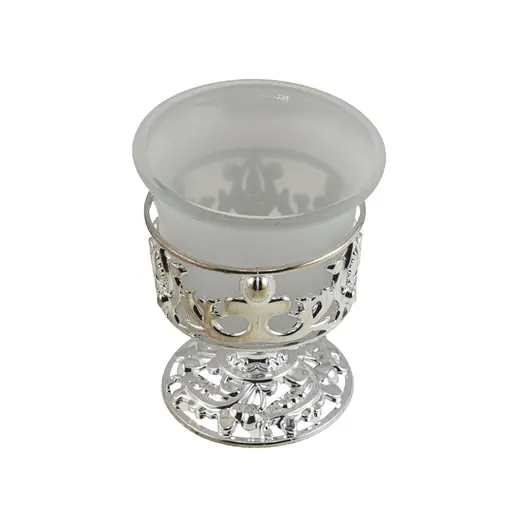 Suport pentru lumanare tip pastila si candela, argintiu, perforat 7,5cm, imagine 2