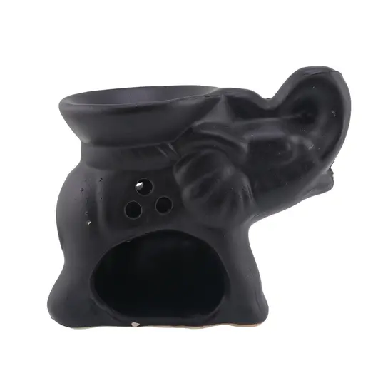 Vas aromaterapie din ceramica cu model Elefant negru mat, imagine 2