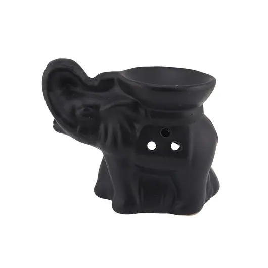 Vas aromaterapie din ceramica cu model Elefant negru mat