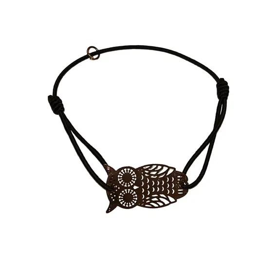 Bratara pe snur elastic cu charm Bufnita