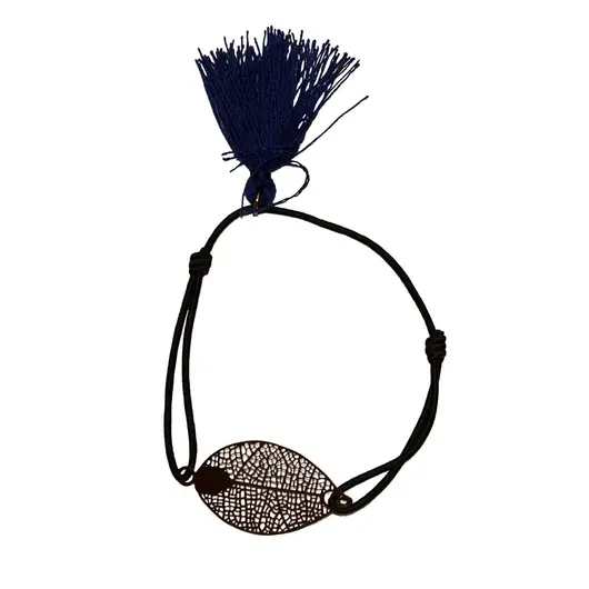 Bratara pe snur elastic cu charm Frunza