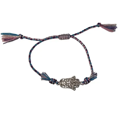 Bratara pe snur multicolor, model hamsa