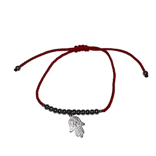 Bratara pe snur rosu, model Hamsa