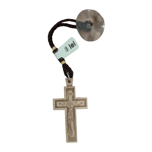 Accesoriu pentru geam cu cruce dreptunghiulara din lemn deschis