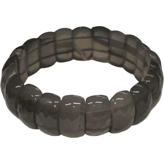 Bratara lata Agat gri oval fatetat pe elastic