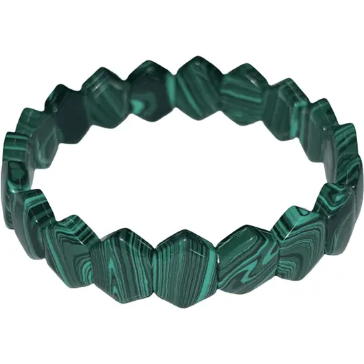Bratara lata Malachit sintetic hexagonal pe elastic