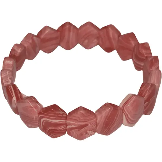 Bratara lata Rodocrozit sintetic hexagonal pe elastic