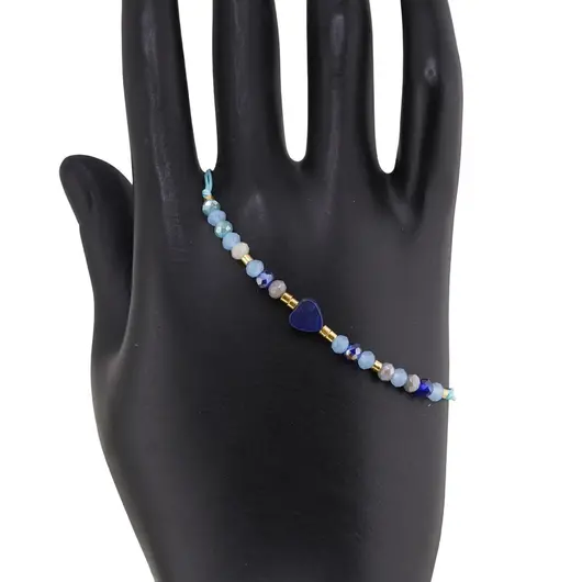 Bratara reglabila inima Lapis lazuli si margele colorate, imagine 2