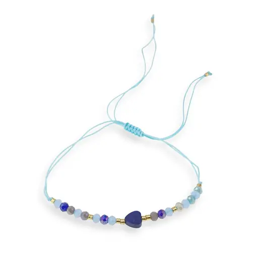 Bratara reglabila inima Lapis lazuli si margele colorate