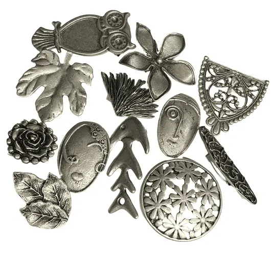 Brosa din cupru argintat, diverse modele 3-5cm