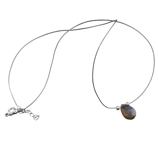 Colier cu fir transparent si brioleta fatetata din Labradorit, argint 925, imagine 6