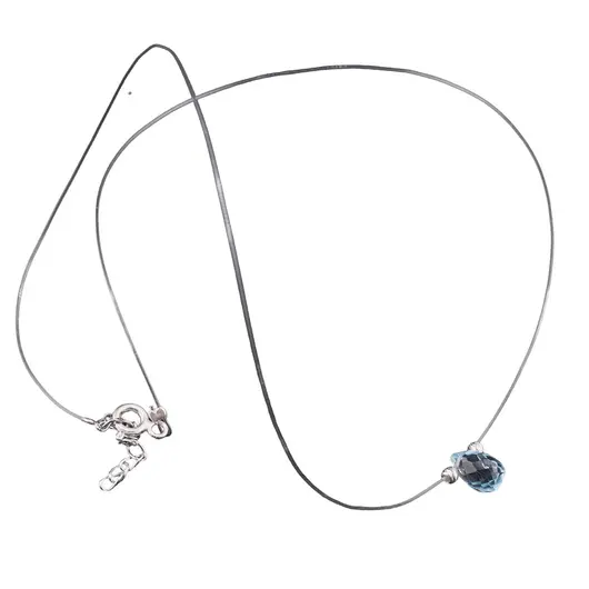 Colier cu fir transparent si brioleta fatetata din Topaz, argint 925