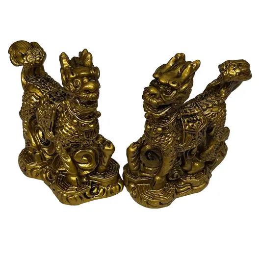 Set statuete pereche Chi Lin din rasina, 6-7cm