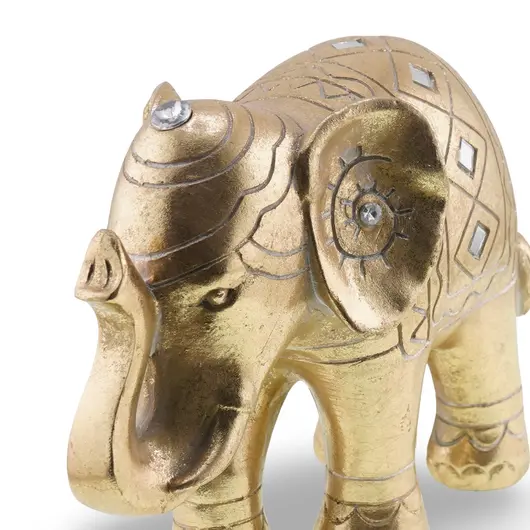 Statueta Feng Shui Elefant auriu, simbol al norocului, intelepciunii, protectiei si longevitatii, imagine 3