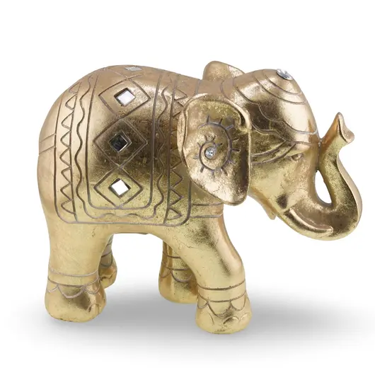 Statueta Feng Shui Elefant auriu, simbol al norocului, intelepciunii, protectiei si longevitatii