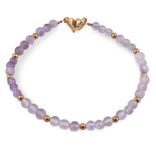 Bratara Ametist lavanda sfere 4mm si bumbi aurii