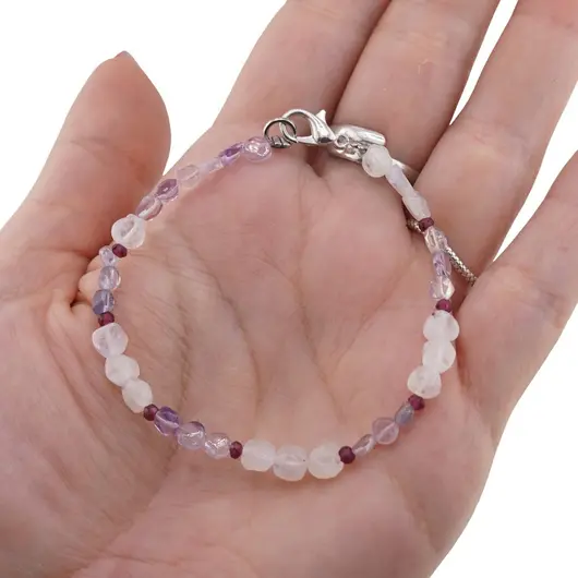 Bratara Ametist lavanda si Piatra lunii banuti 3-5mm, Granat discuri fatetate 2mm, imagine 3
