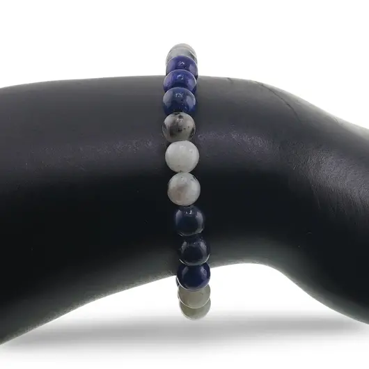 Bratara Jasp kiwi si Lapis Lazuli sfere, 6mm, imagine 3