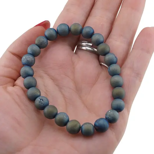 Bratara pe elastic Cuart druzy electroplacat sfere 8mm, imagine 3