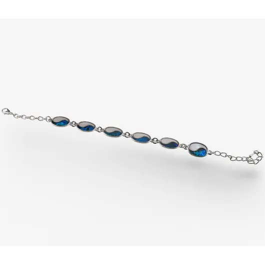 Bratara Scoica Abalone model Ying Yang oval cu montura argintie, imagine 2