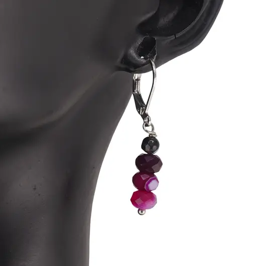 Cercei cu agatatoare din Mix agate colorate discuri fatetate 6mm si sfere fatetate 4mm, imagine 2