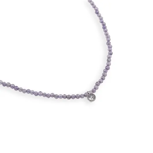 Colier Ametist sfere microfatetate si accesoriu argintiu, imagine 2