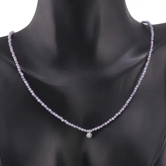 Colier Ametist sfere microfatetate si accesoriu argintiu, imagine 3