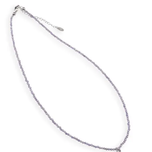 Colier Ametist sfere microfatetate si accesoriu argintiu