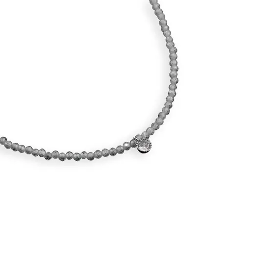 Colier Cristal de stanca sfere microfatetate si accesoriu argintiu, imagine 2