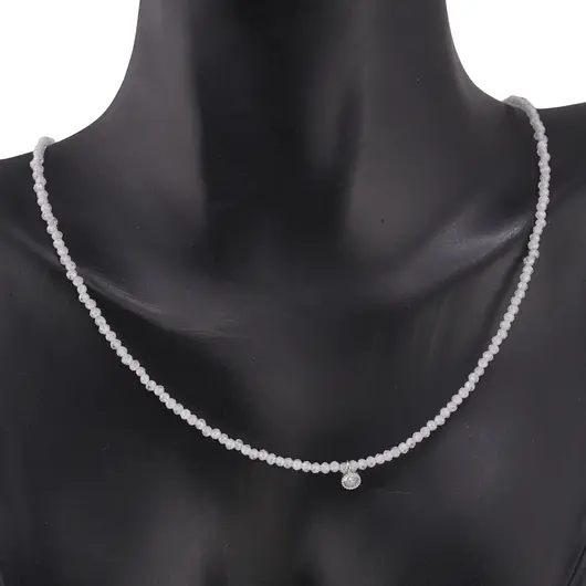 Colier Cristal de stanca sfere microfatetate si accesoriu argintiu, imagine 3