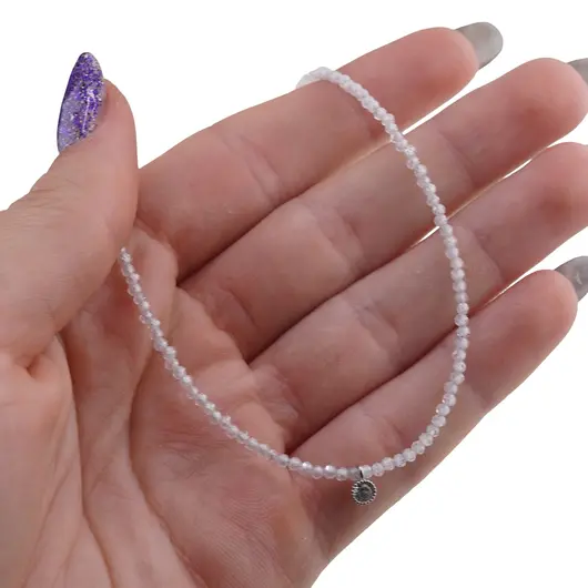Colier Cristal de stanca sfere microfatetate si accesoriu argintiu, imagine 4
