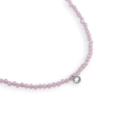 Colier Cuart roz sfere microfatetate si accesoriu argintiu, imagine 2