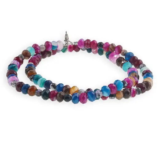 Colier Mix agate colorate discuri fatetate 6mm si sfere fatetate 4mm, imagine 2