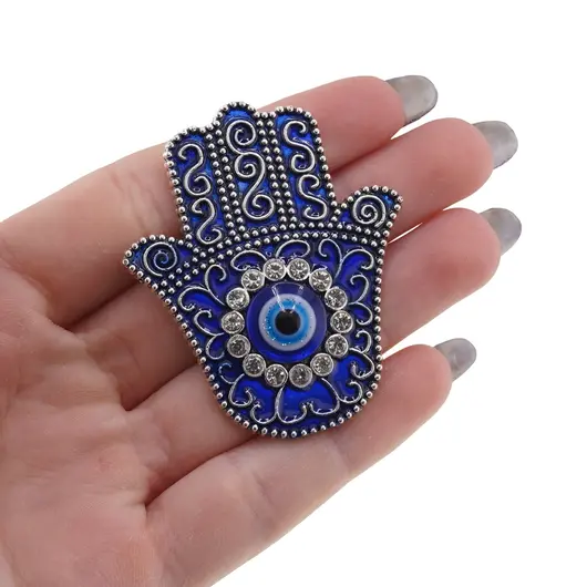Magnet Hamsa albastra si Ochi protector, 5cm, imagine 3